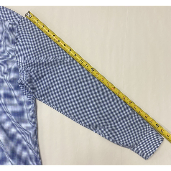 Calvin Klein Mens Slim Fit Performance Dress Shirt 16.5 in 34-35 Blue White - Picture 5 of 6
